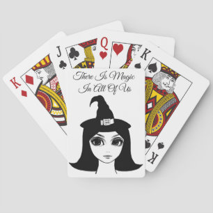 cute big eye witch girl fantasy fairytale art   playing cards