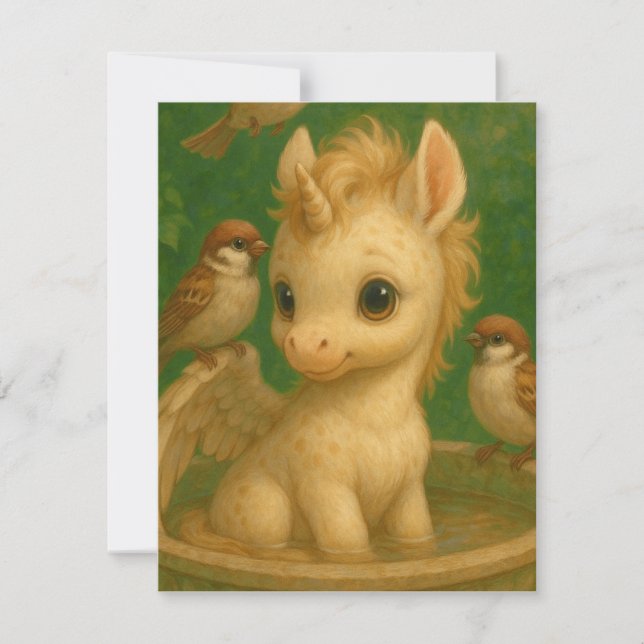 Cute, Big-eyed, baby unisus, pegasus unicorn  Card (Front)