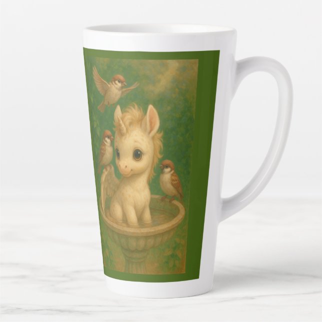 Cute, Big-eyed, baby unisus, pegasus unicorn  Latte Mug (Right)