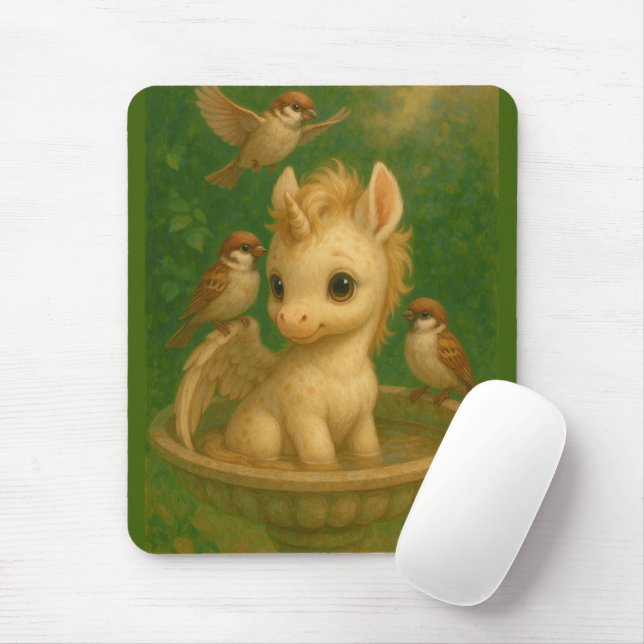 Cute, Big-eyed, baby unisus, pegasus unicorn  Mouse Mat (With Mouse)