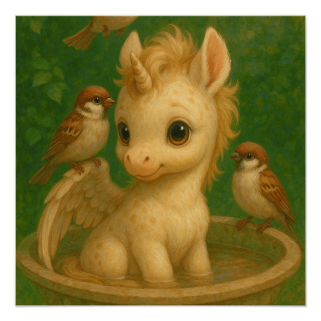 Cute, Big-eyed, baby unisus, pegasus unicorn  Poster (Front)