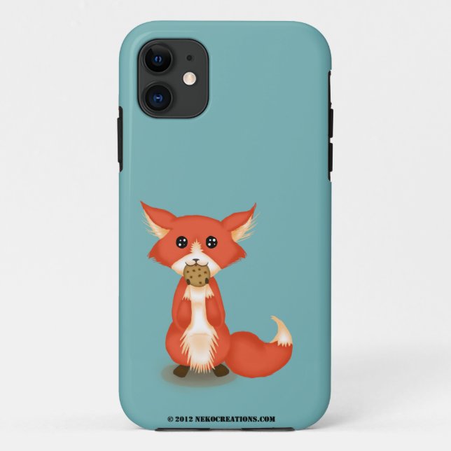 Cute Big Eyed Fox Eating A Cookie Case-Mate iPhone Case (Back)