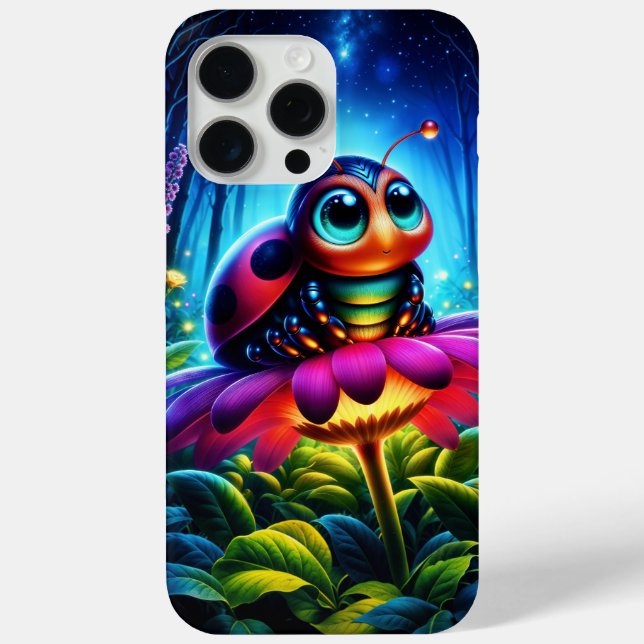 Cute big-eyed Ladybug with a mystical glow Case-Mate iPhone Case (Back)