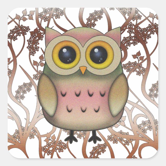 Cute Big Eyed Owl Stickers (Front)