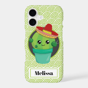 Cute Big-Eyed Smiling Cactus in Red Sombrero