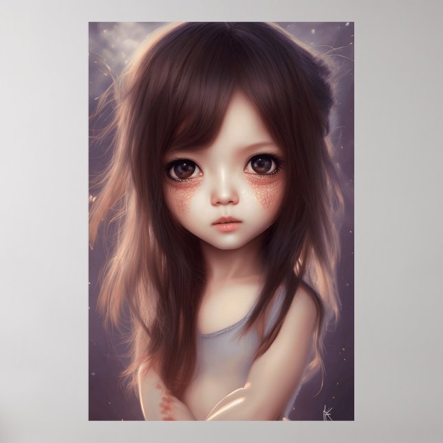 Cute Big eyes Boy Girl Toddler modern Art Poster (Front)