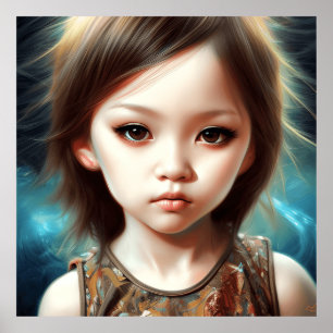 Cute big eyes girl boy Toddlers Modern Art 5 Poster