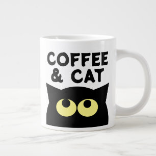 Cute big fat black cat coffee mug for cat owner