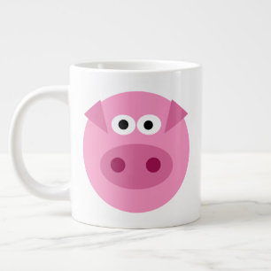 Cute big fat pink pig cartoon giant coffee mug