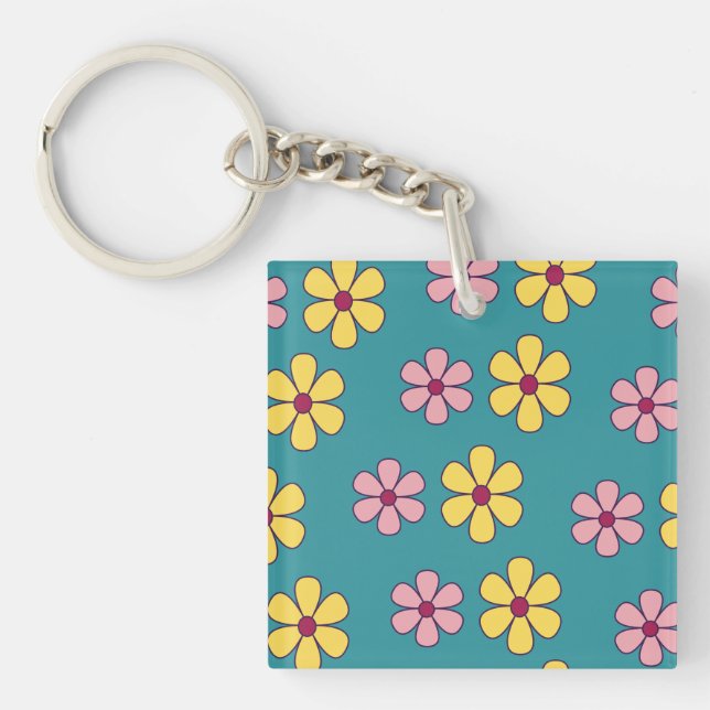 Cute big flower pattern key ring (Front)
