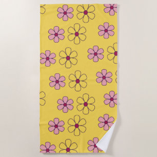 Cute big flowers beach towel