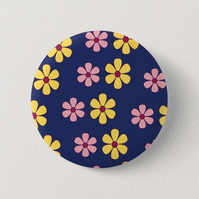 Cute big flowers pattern 6 cm round badge (Front)