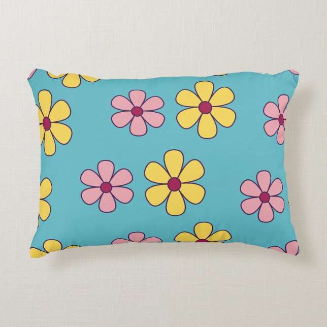 Cute big flowers pattern decorative cushion (Front)