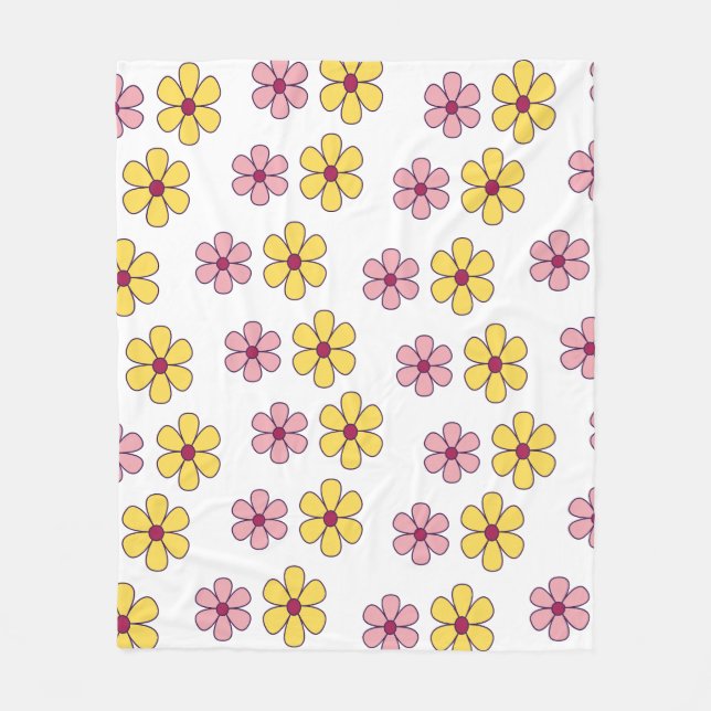 Cute big flowers pattern fleece blanket (Front)
