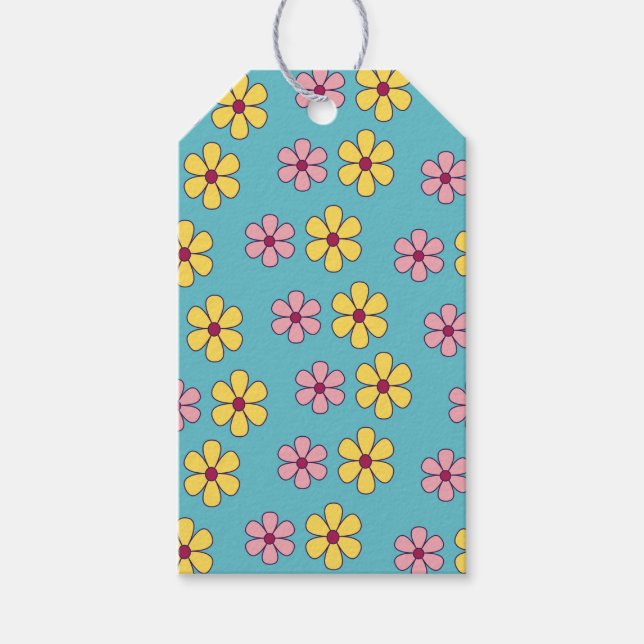 Cute big flowers pattern gift tags (Front)