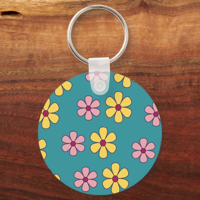 Cute big flowers pattern key ring (Front)