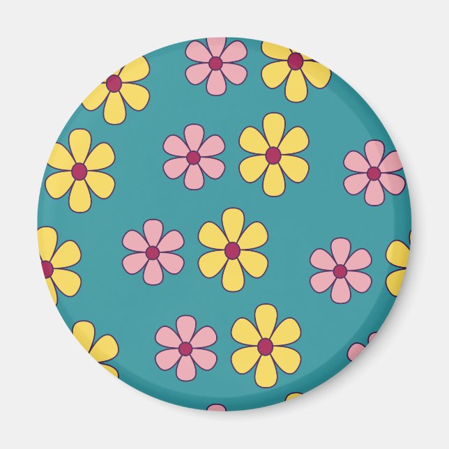 Cute big flowers pattern magnet (Front)