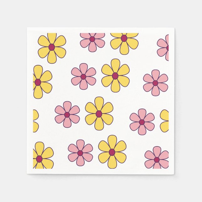 Cute big flowers pattern napkin (Front)