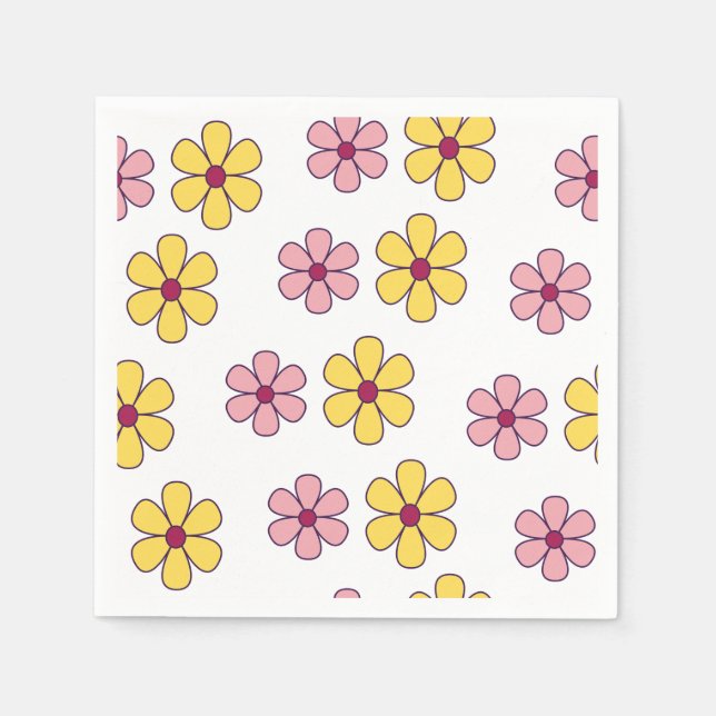Cute big flowers pattern napkin (Front)