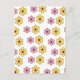 Cute big flowers pattern postcard