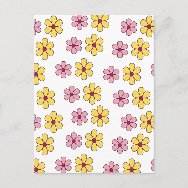 Cute big flowers pattern postcard (Front)