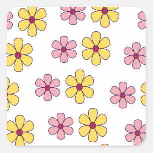 Cute big flowers pattern square sticker