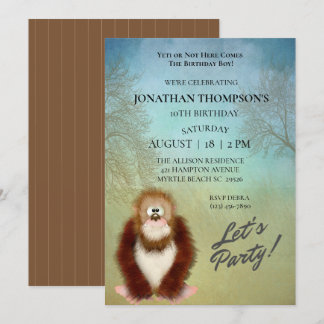 Cute Big Foot/ Sasquatch Birthday Party Invitation