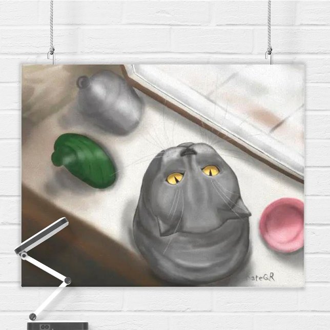 Cute big grey cat. Сozy picture.  Canvas Print (Creator Uploaded)