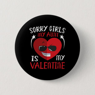 Cute Big Heart Face Sorry Girls My Aunt Is My Vale 6 Cm Round Badge