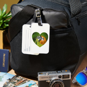 Cute Big Ladybug In A Heart Luggage Tag