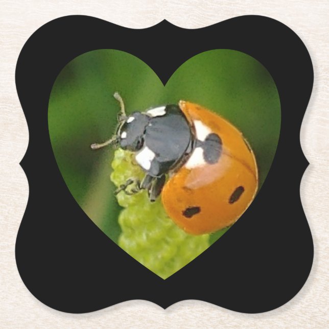 Cute Big Ladybug In A Heart Square coaster (Front)