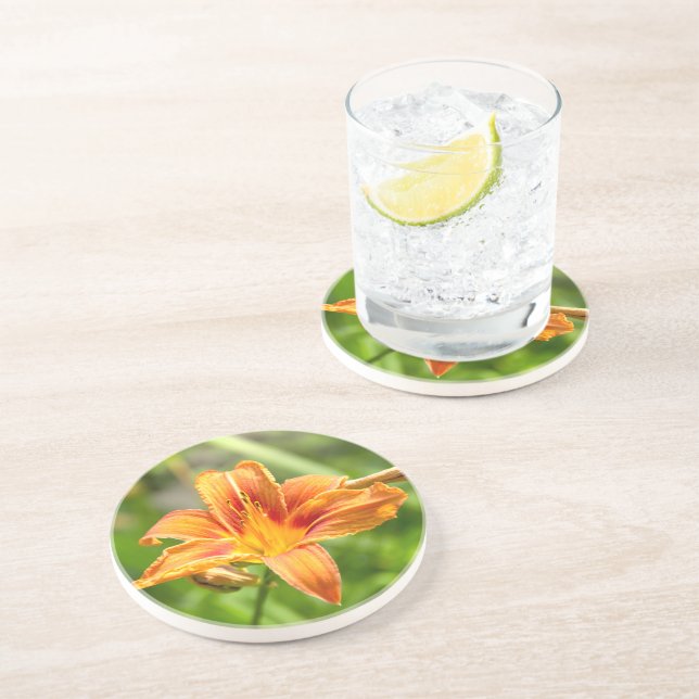 Cute big Lily flower photo Coaster (Side)