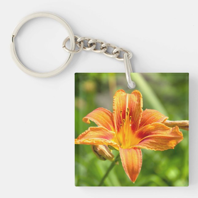 Cute big Lily flower photo Key Ring (Front)
