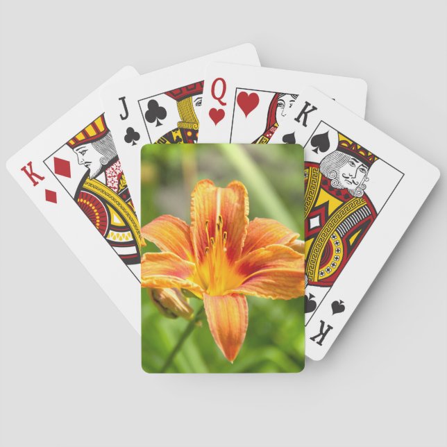 Cute big Lily flower photo Playing Cards (Back)