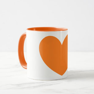 Cute Big Orange Heart Print Coffee Mug