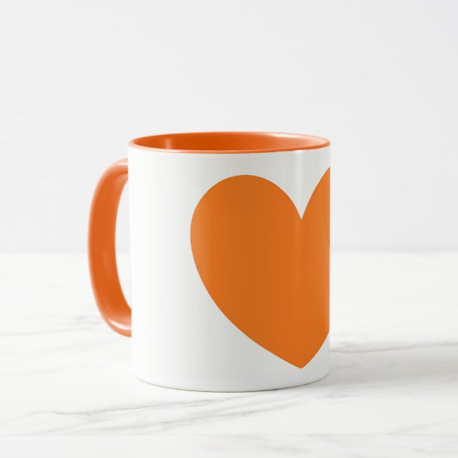 Cute Big Orange Heart Print Coffee Mug (Front Left)