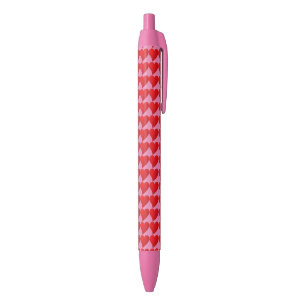 Cute Big Red Hearts pink pattern Black Ink Pen