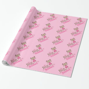 Cute Big Sister Stick Figure Ethnic Girl Wrapping Paper