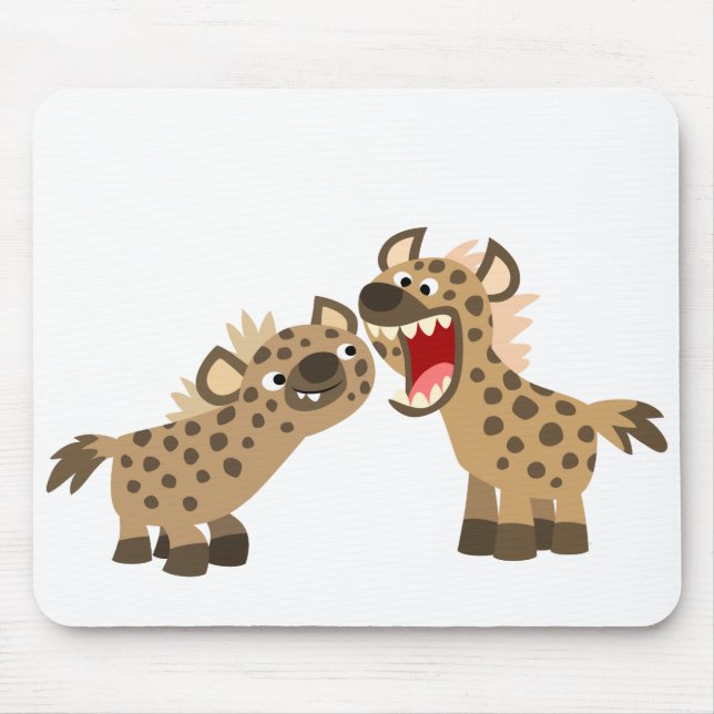 Cute Big-Teethed Cartoon Hyenas Mousepad (Front)