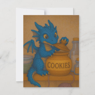Cute bigeye baby blue storm dragon cookies fantasy card