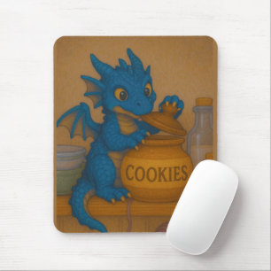 Cute bigeye baby blue storm dragon cookies fantasy mouse mat