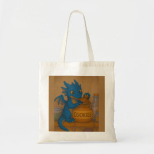 Cute bigeye baby blue storm dragon cookies fantasy tote bag