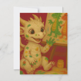 cute bigeye white baby frost dragon finger-paintin card