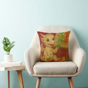 cute bigeye white baby frost dragon finger-paintin cushion