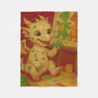 cute bigeye white baby frost dragon finger-paintin fleece blanket