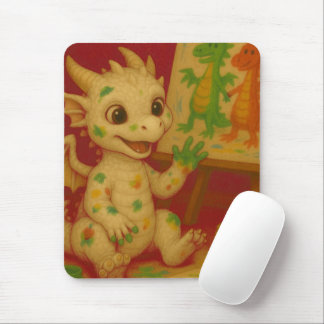 cute bigeye white baby frost dragon finger-paintin mouse mat