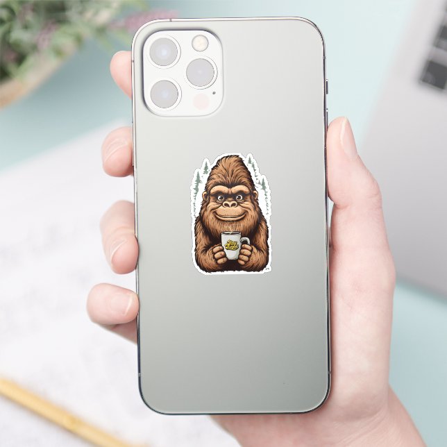 Cute Bigfoot Drinking Coffee  Funny Sasquatch  (Phone)