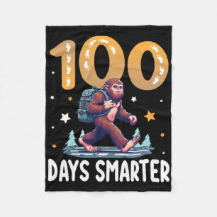 Cute Bigfoot Student Walking Ck To School 100 Days Fleece Blanket