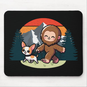 Cute Bigfoot Walking Cute Chihuahua Mouse Mat