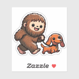 Cute Bigfoot Walking Cute Dachshund